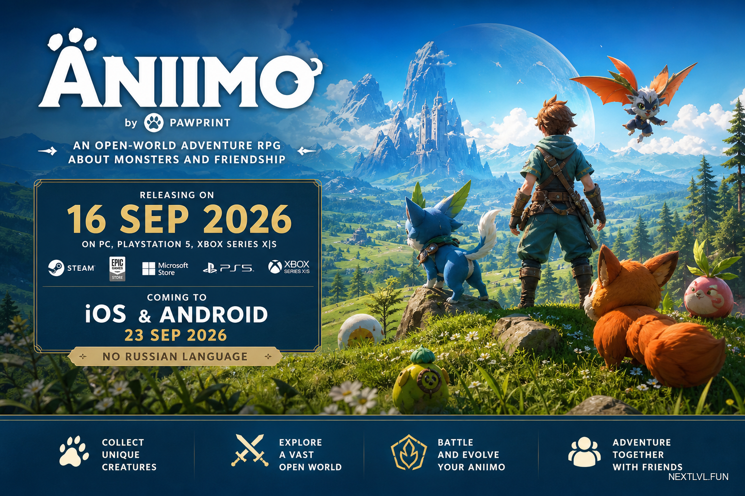 Aniimo от Pawprint: дата релиза приключенческой экшен-RPG про коллекцию монстров и платформы