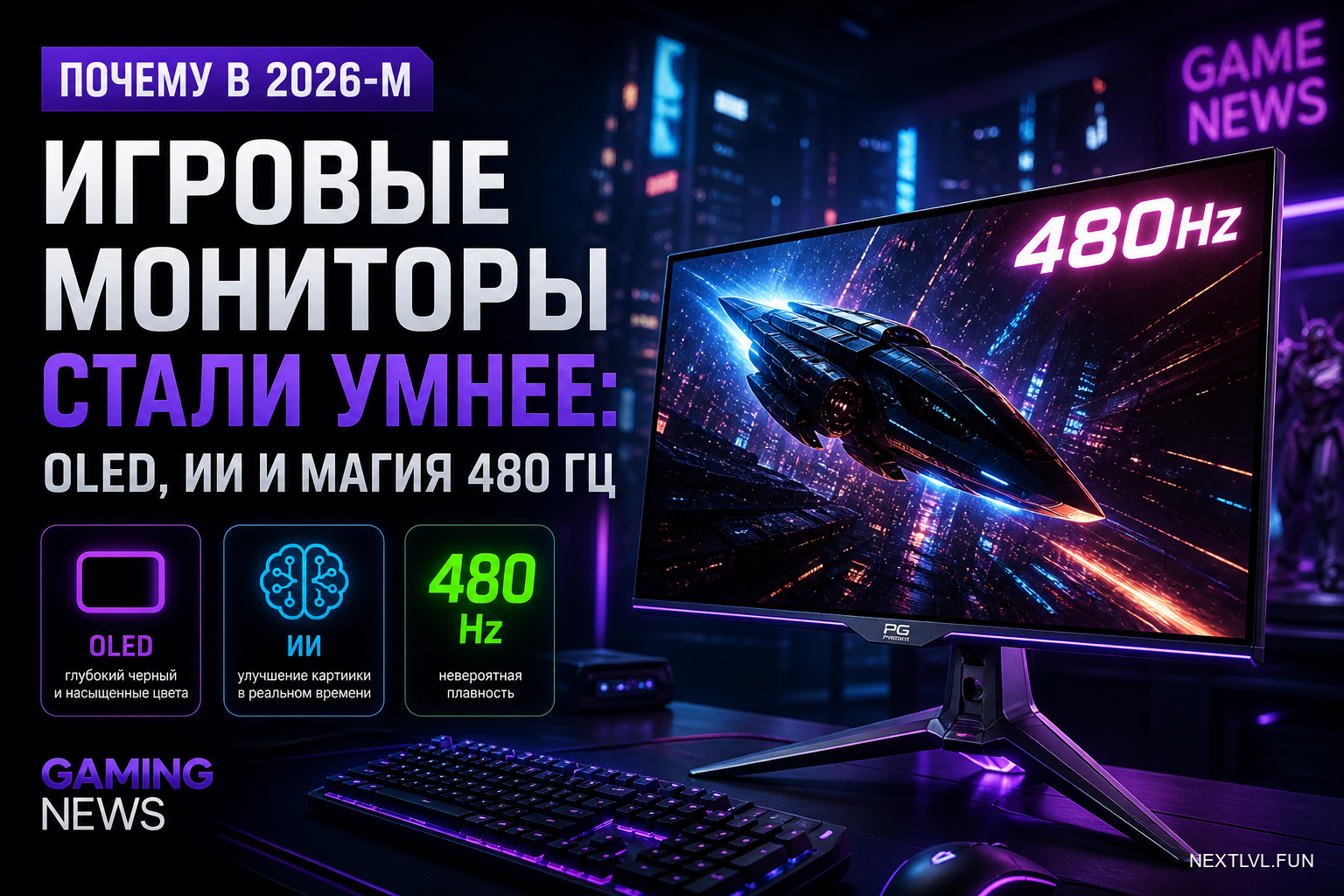 Почему в 2026-м игровые мониторы стали умнее: OLED, ИИ и магия 480 Гц