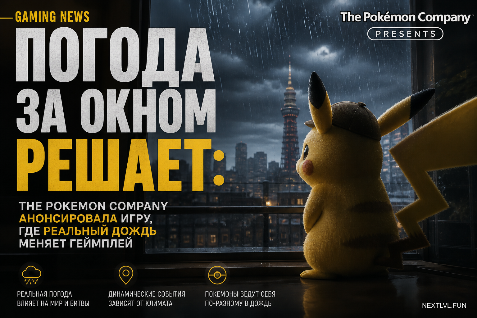 Погода за окном решает: The Pokemon Company анонсировала игру, где реальный дождь меняет геймплей