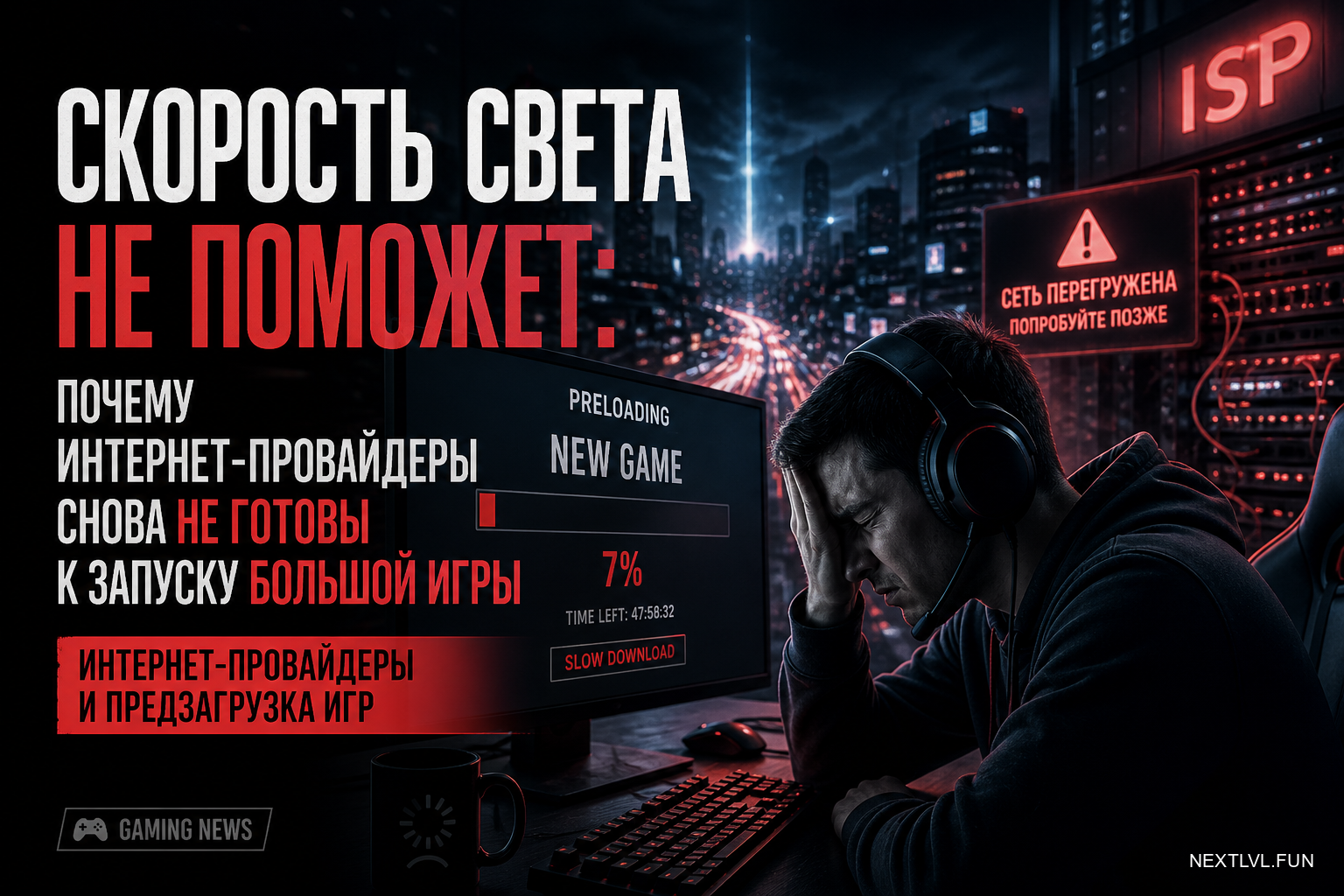 Скорость света не поможет: почему интернет-провайдеры снова не готовы к запуску большой игры