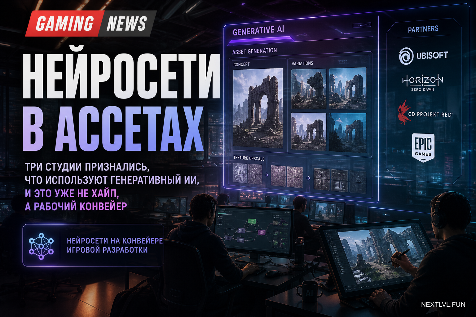 Нейросети в ассетах: три студии признались, что используют генеративный ИИ, и это уже не хайп, а рабочий конвейер