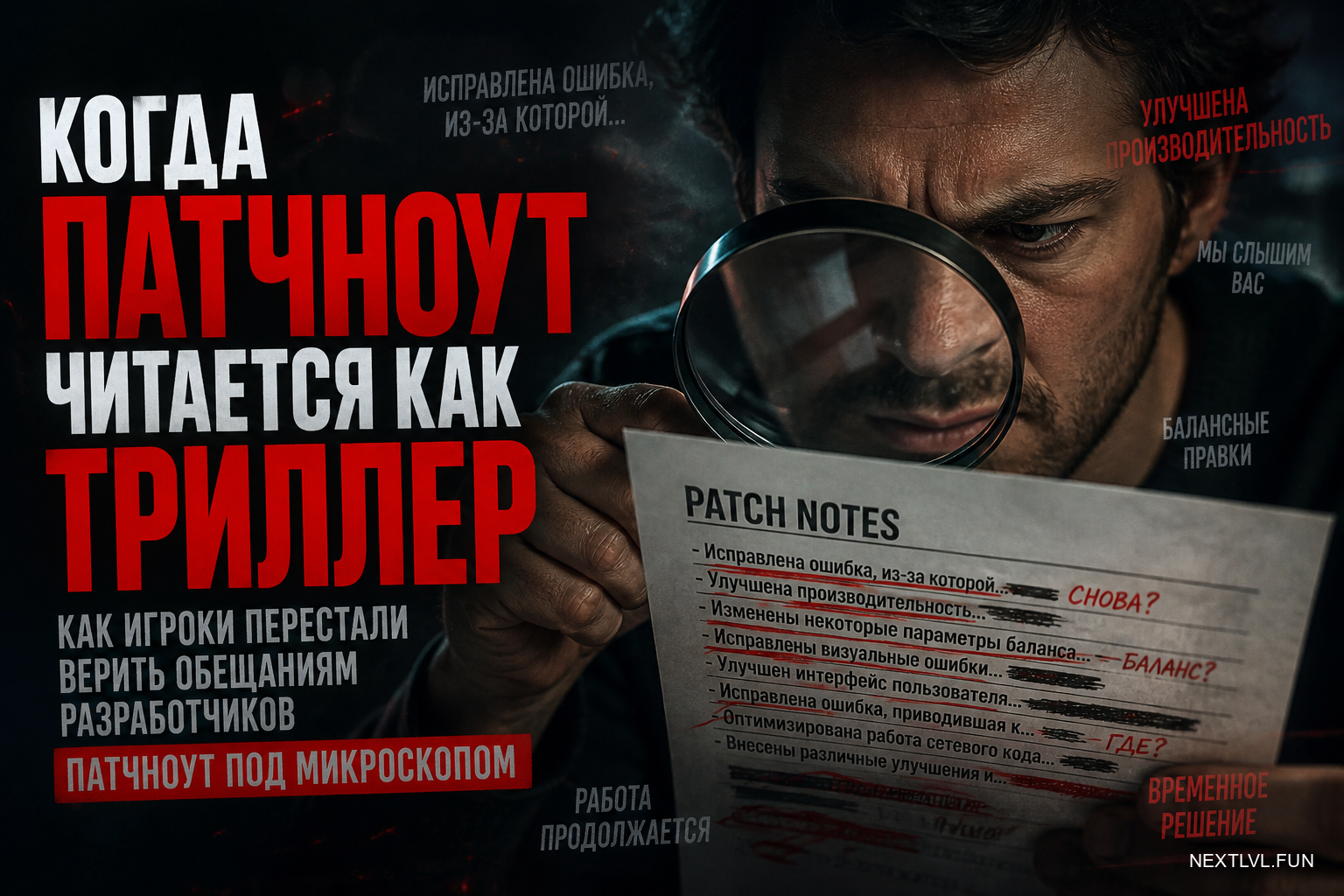 Когда патчноут читается как триллер: как игроки перестали верить обещаниям разработчиков