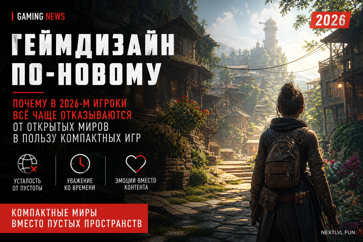 Геймдизайн по-новому: почему в 2026-м игроки всё чаще отказываются от открытых миров в пользу компактных игр