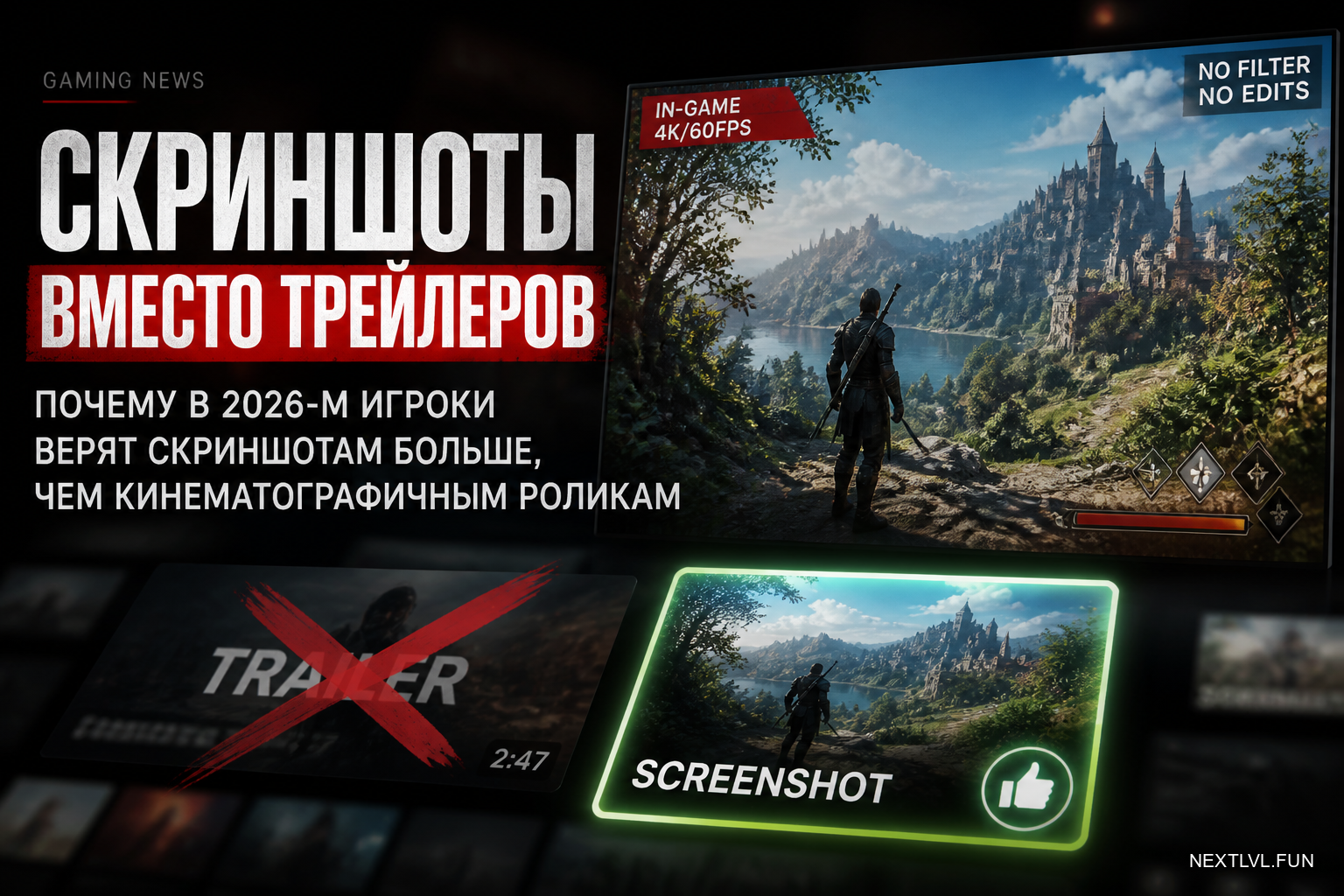 Скриншоты вместо трейлеров: почему в 2026-м игроки верят скриншотам больше, чем кинематографичным роликам