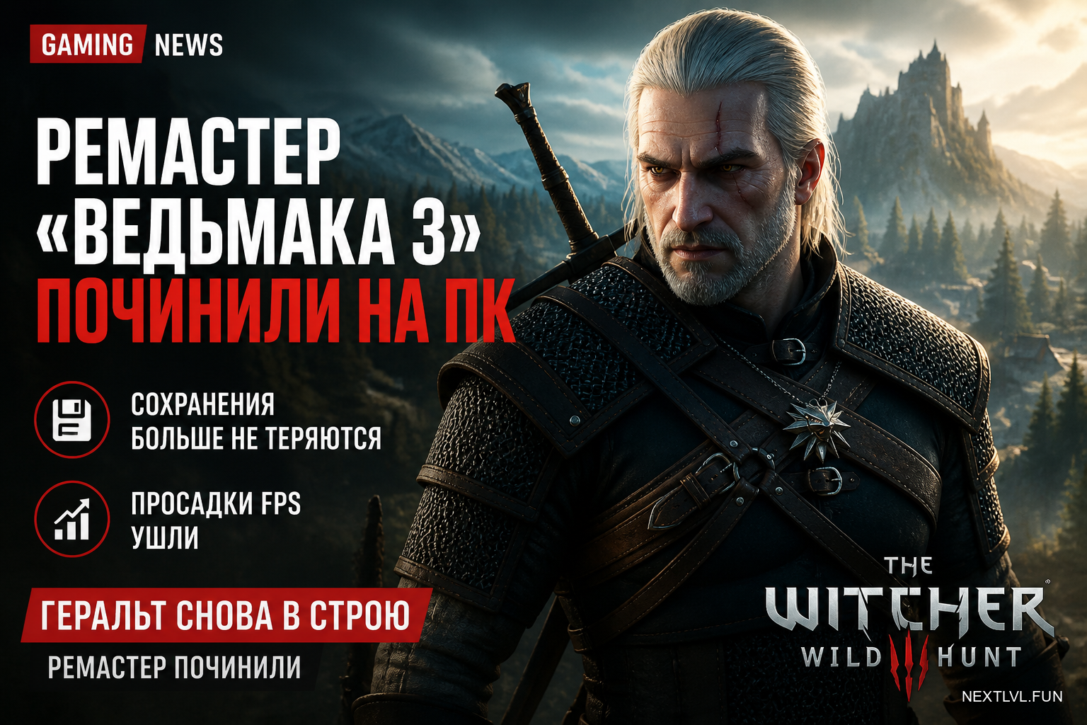Ремастер «Ведьмака 3» починили на ПК: сохранения больше не теряются, просадки FPS ушли