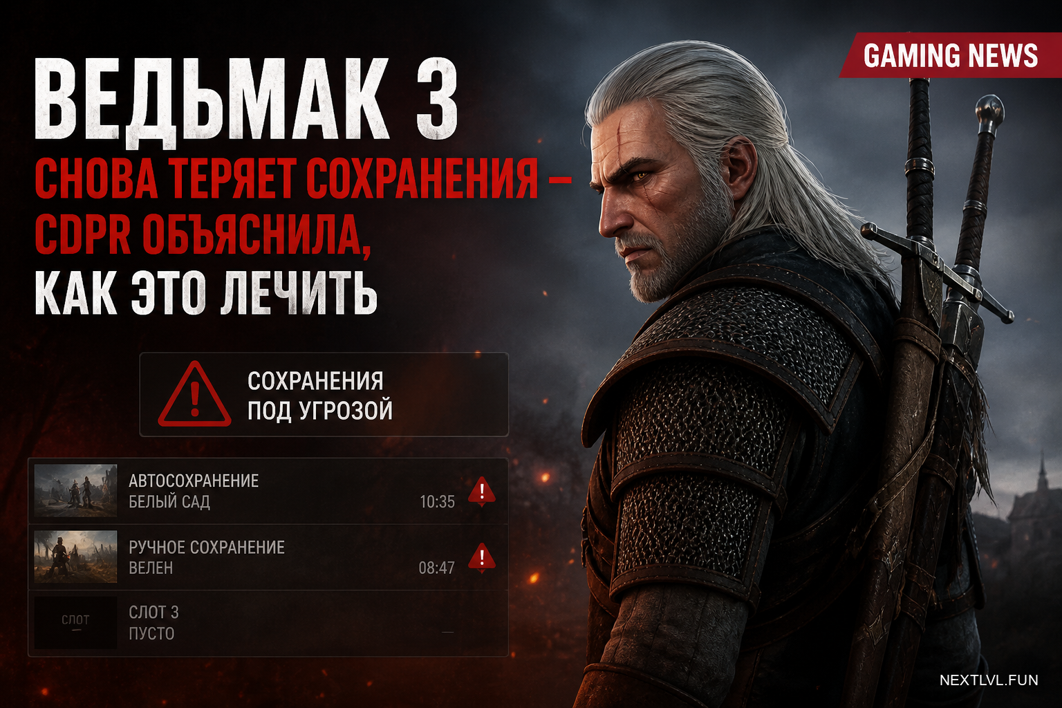 «Ведьмак 3» снова теряет сохранения — CDPR объяснила, как это лечить