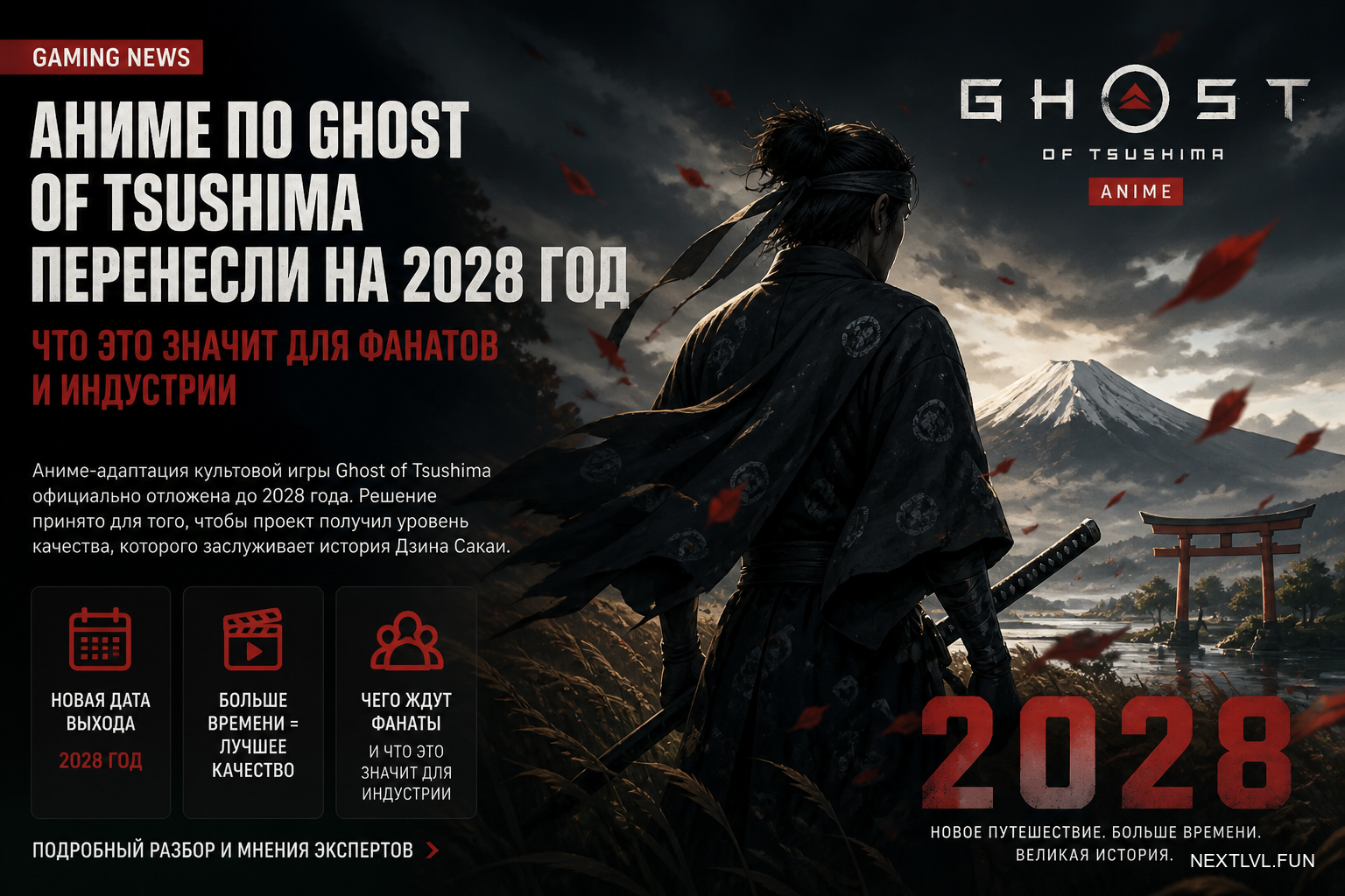 Аниме по Ghost of Tsushima перенесли на 2028 год: что это значит для фанатов и индустрии