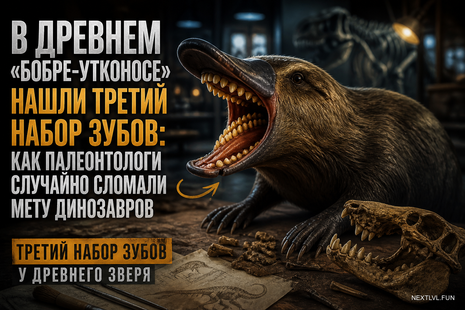 В древнем «бобре-утконосе» нашли третий набор зубов: как палеонтологи случайно сломали мету динозавров