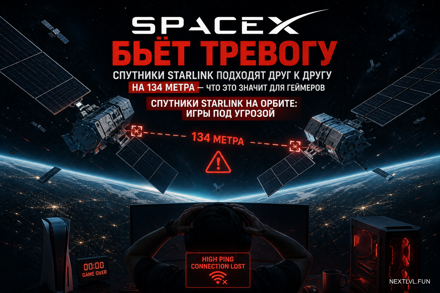 SpaceX бьёт тревогу: спутники Starlink подходят друг к другу на 134 метра — что это значит для геймеров