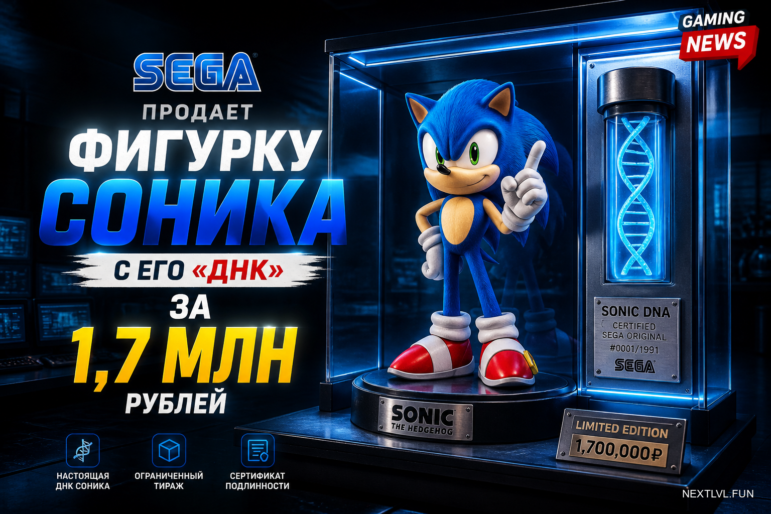 SEGA продает фигурку Соника с его «ДНК» за 1,7 млн рублей