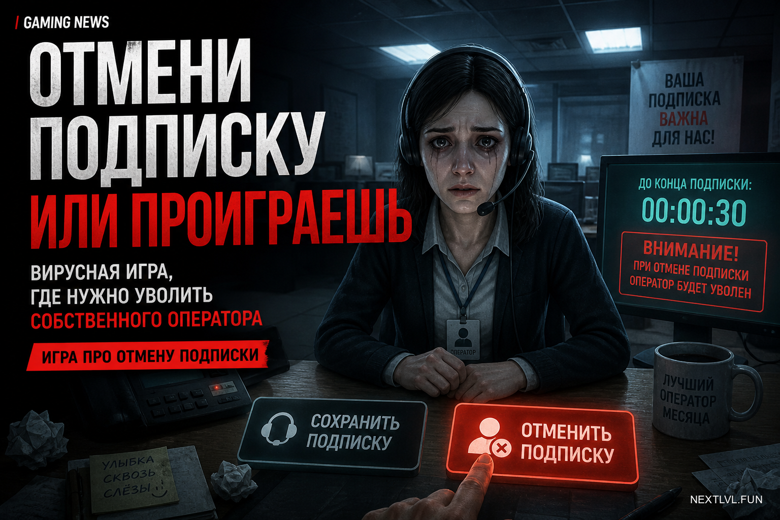 «Отмени подписку или проиграешь»: вирусная игра, где нужно уволить собственного оператора