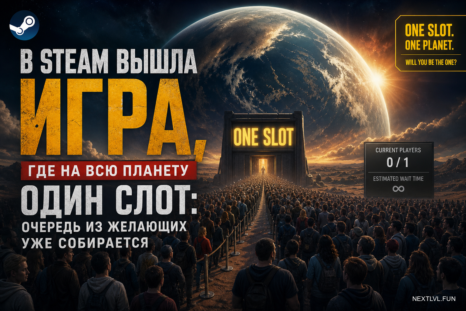 В Steam вышла игра, где на всю планету один слот: очередь из желающих уже собирается