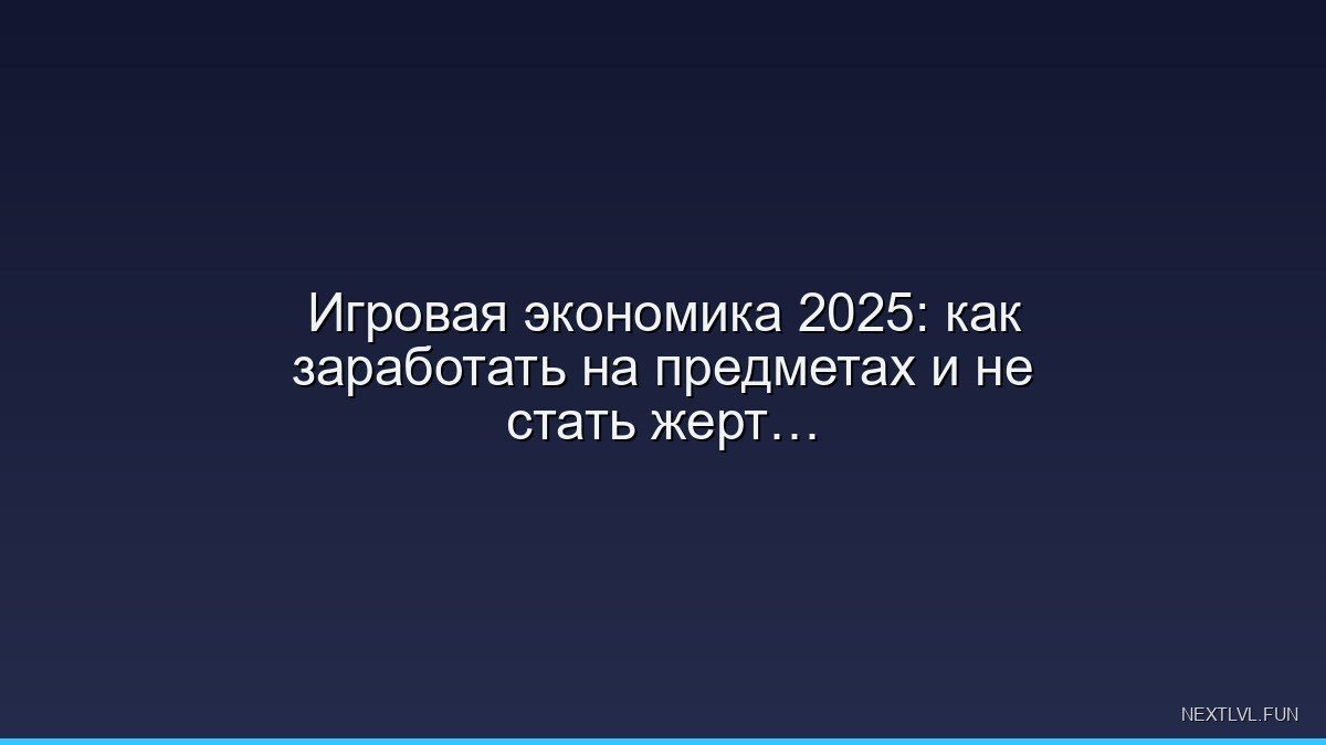 Игровая экономика 2025: как заработать на предметах и не стать жертвой скама